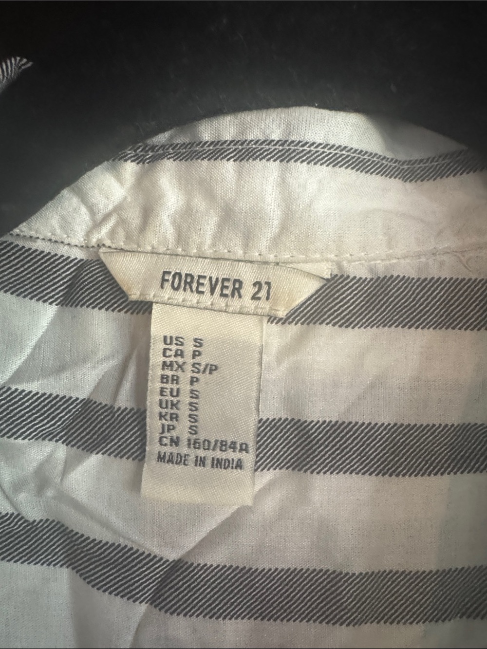 Forever 21 White Button-Down Shirt with Black Stripes